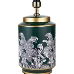 Saskia Green Leopard Table Lamp