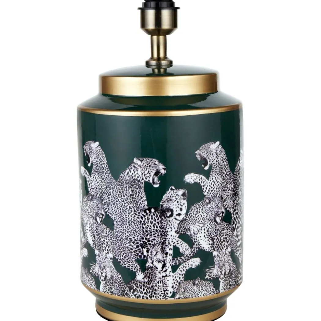 Saskia Green Leopard Table Lamp