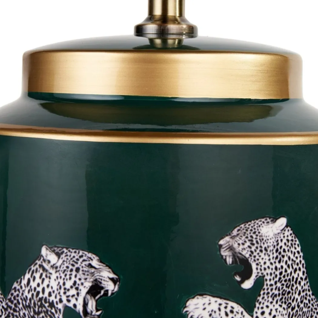 Saskia Green Leopard Table Lamp