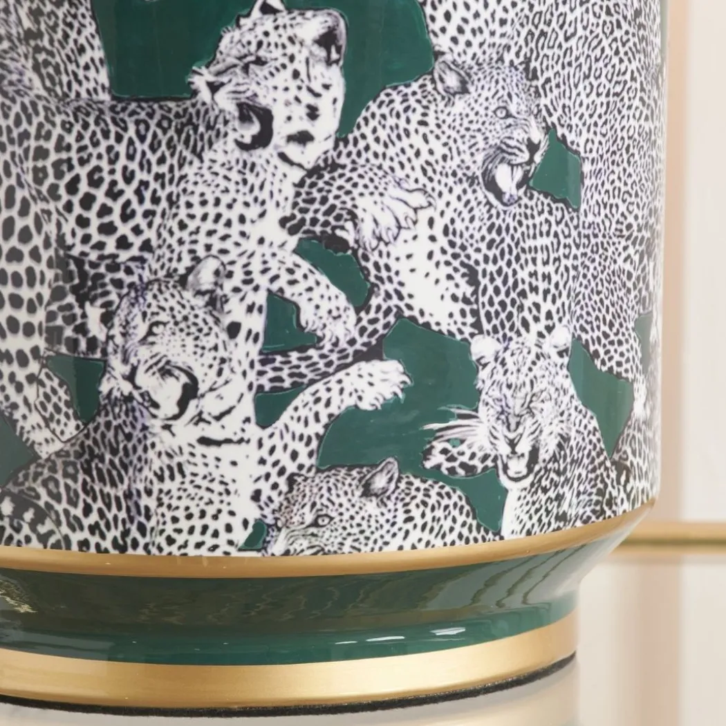 Saskia Green Leopard Table Lamp