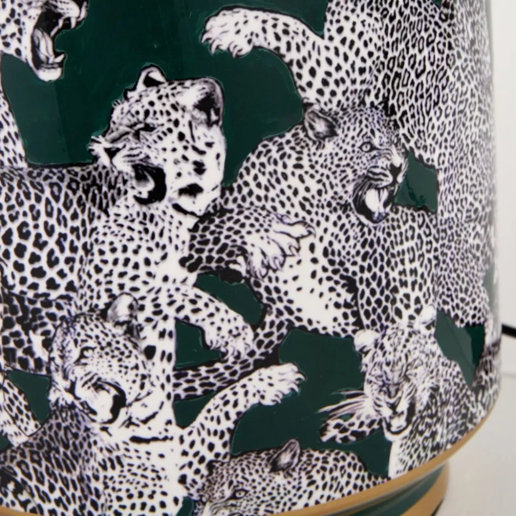 Saskia Green Leopard Table Lamp