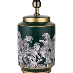 Saskia Green Leopard Table Lamp