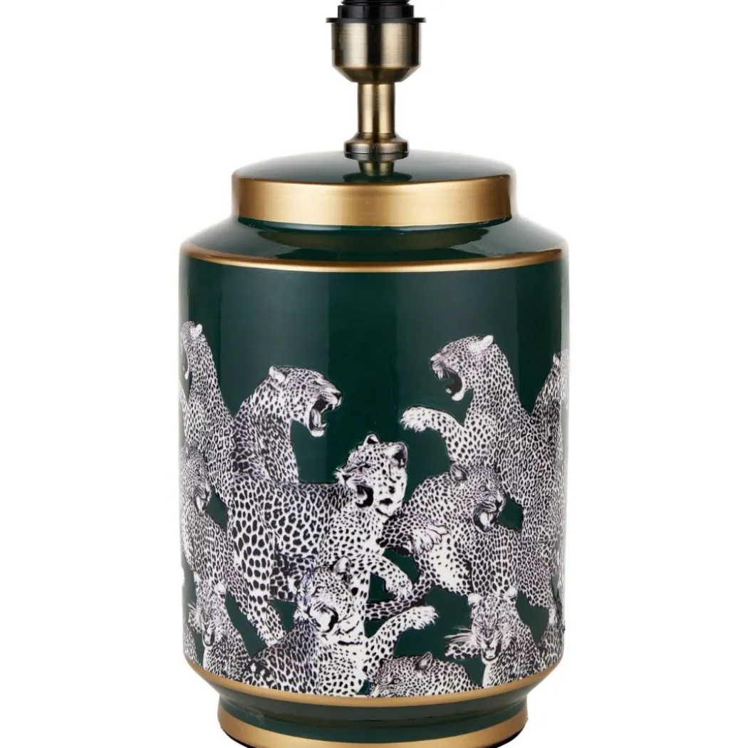 Saskia Green Leopard Table Lamp