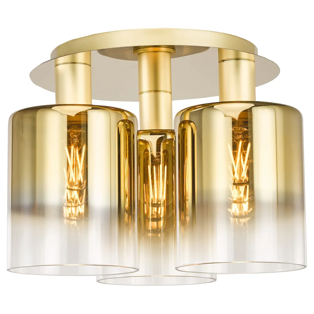 Savannah 3-Light Satin Gold Flush Ceiling Light