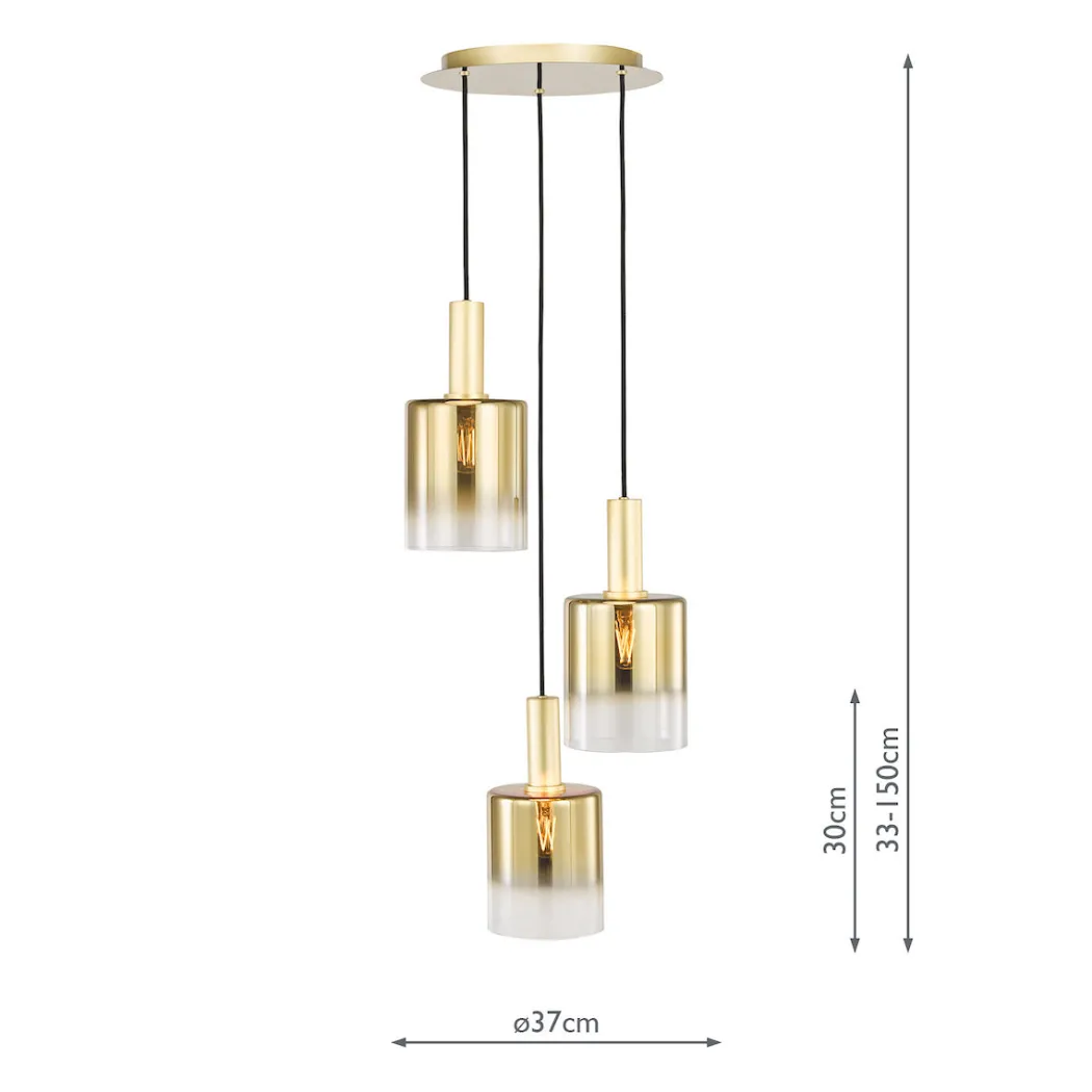 Savannah 3-Light Satin Gold Cluster Pendant