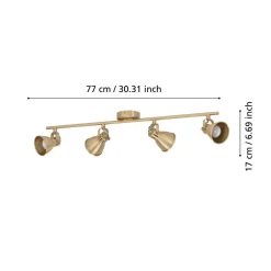 Seras 4-Light Antique Gold Spotlight Bar