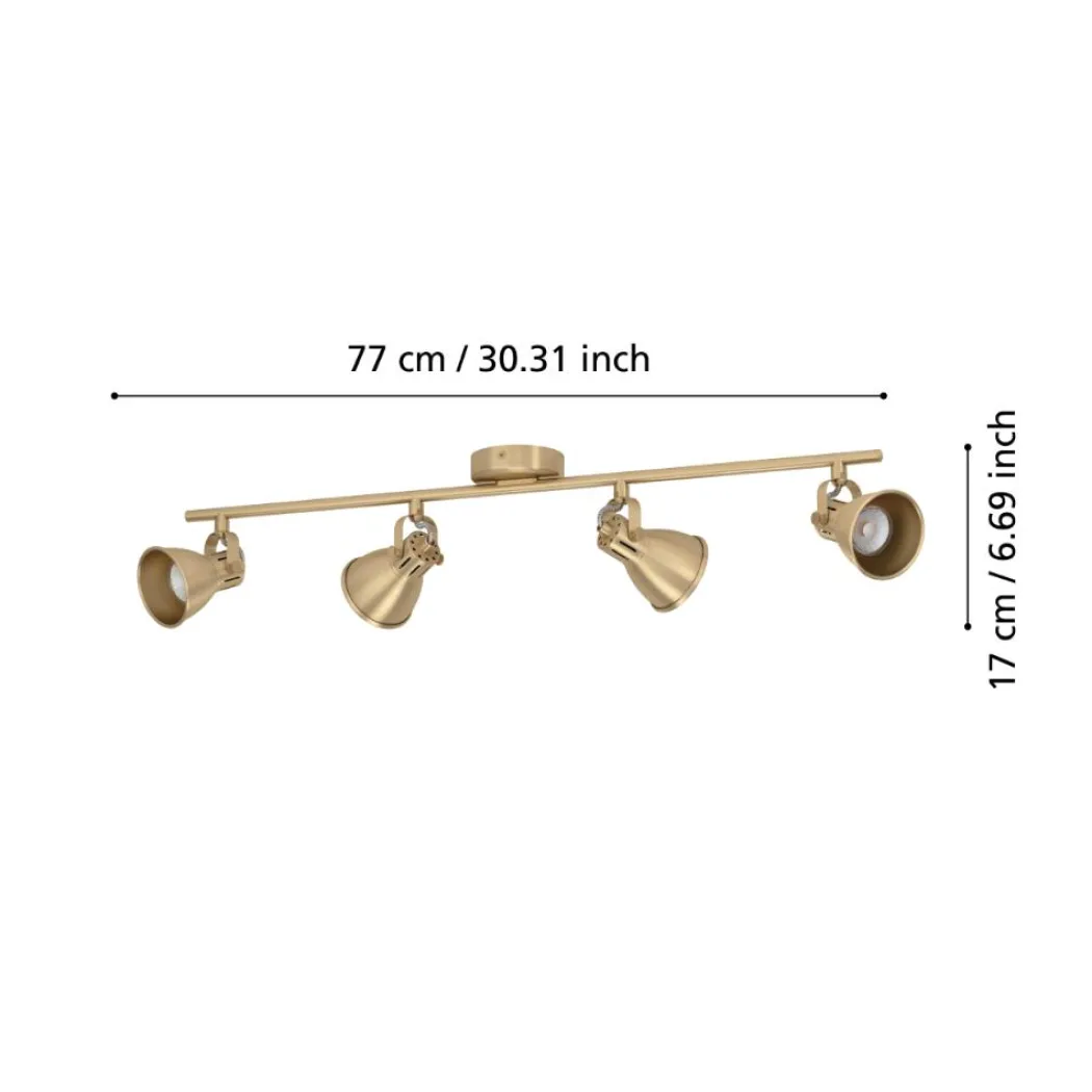 Seras 4-Light Antique Gold Spotlight Bar
