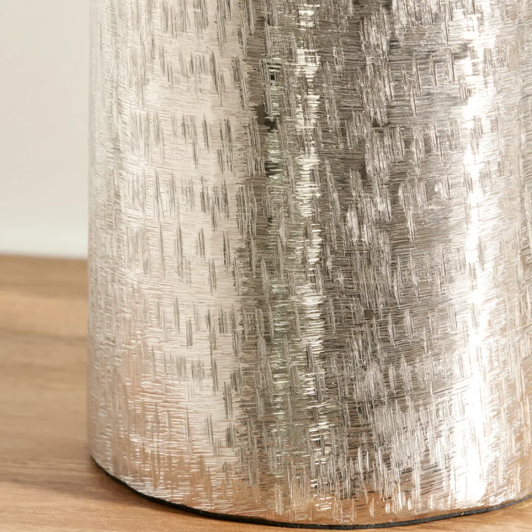 Silver Metal Hammered Tall Vase