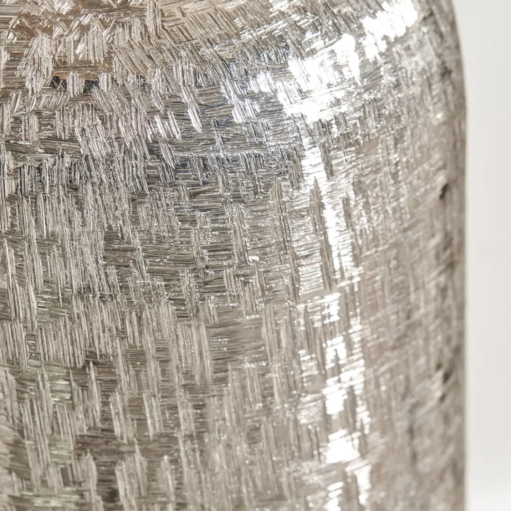 Silver Metal Hammered Tall Vase