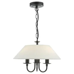 Sivan 3 Light Matte Black Ceiling Pendant with White Shade