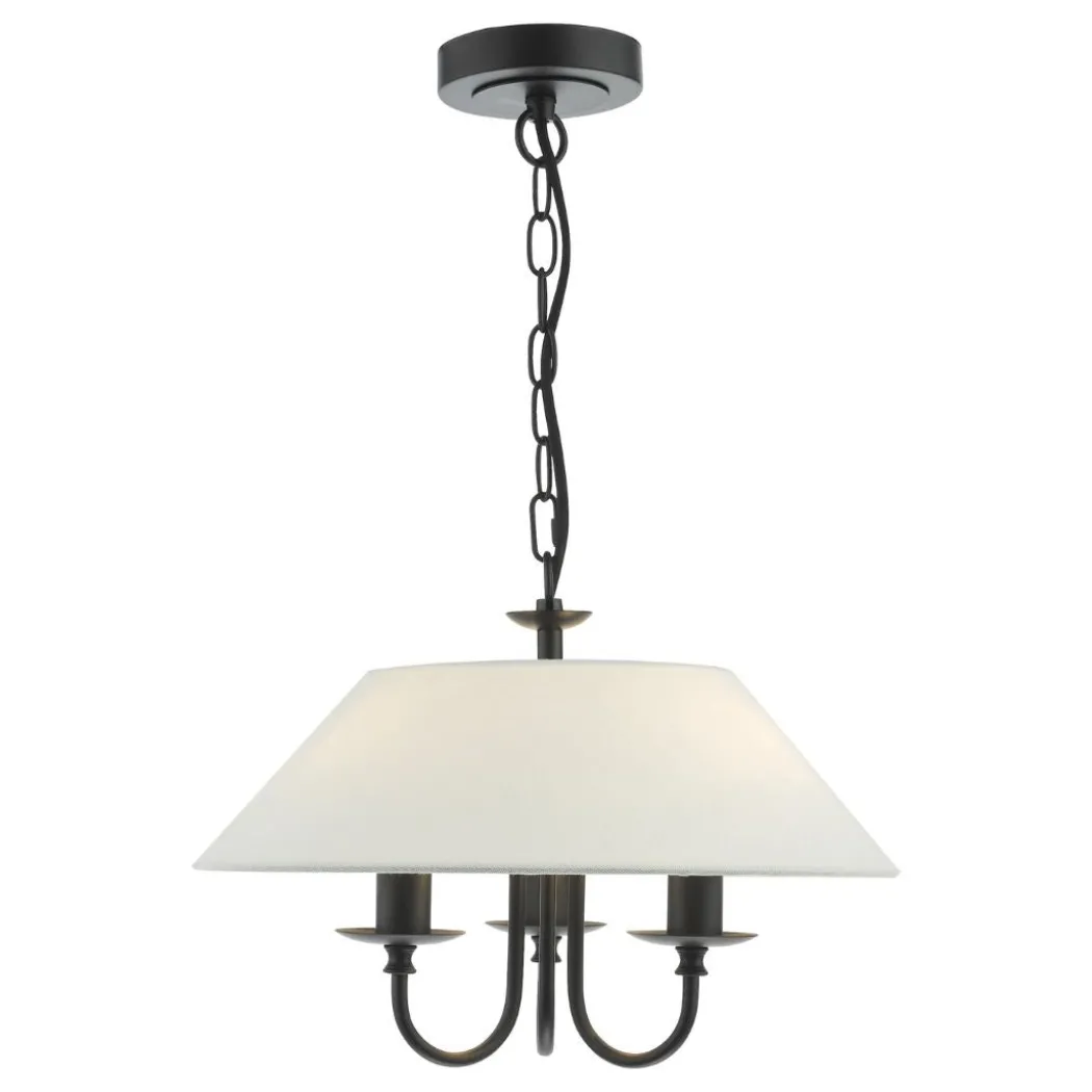 Sivan 3 Light Matte Black Ceiling Pendant with White Shade