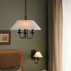 Sivan 3 Light Matte Black Ceiling Pendant with White Shade