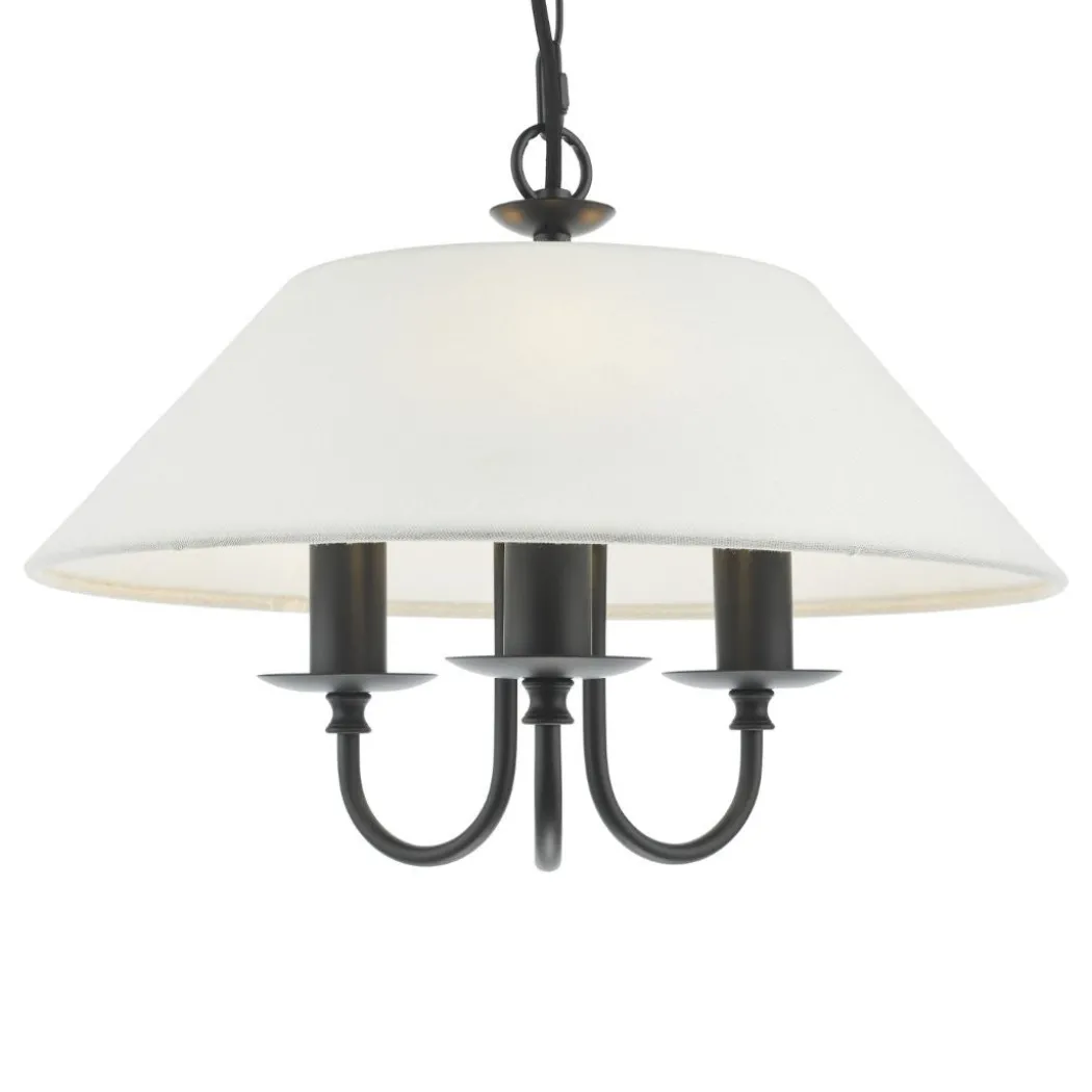 Sivan 3 Light Matte Black Ceiling Pendant with White Shade