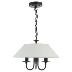 Sivan 3 Light Matte Black Ceiling Pendant with White Shade