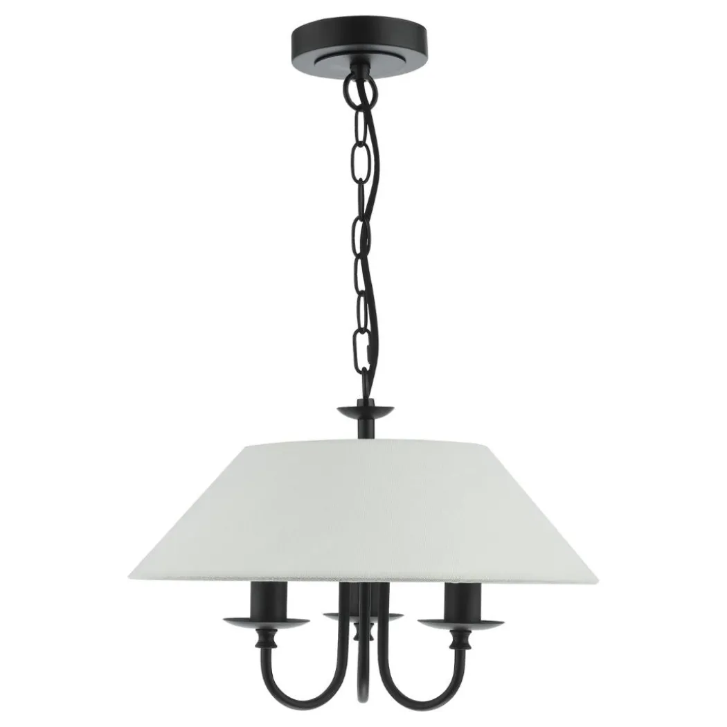 Sivan 3 Light Matte Black Ceiling Pendant with White Shade