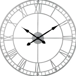 Skeleton Round Antique Silver Wall Clock