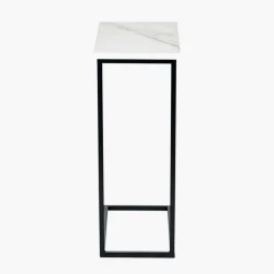 Soho White Marble and Black Metal Side Table