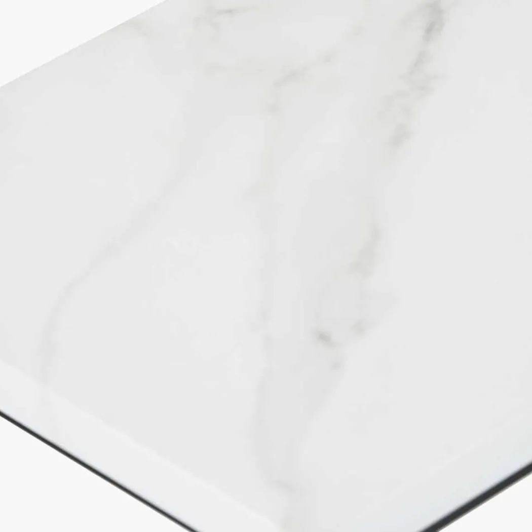 Soho White Marble and Black Metal Side Table
