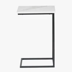 Soho White Marble and Black Metal Side Table