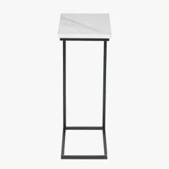 Soho White Marble and Black Metal Side Table