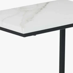 Soho White Marble and Black Metal Side Table