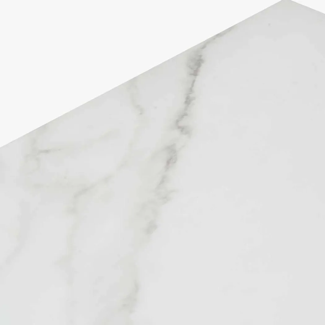 Soho White Marble and Black Metal Side Table