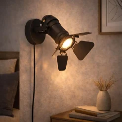 Spectre Black Plugin Wall Light