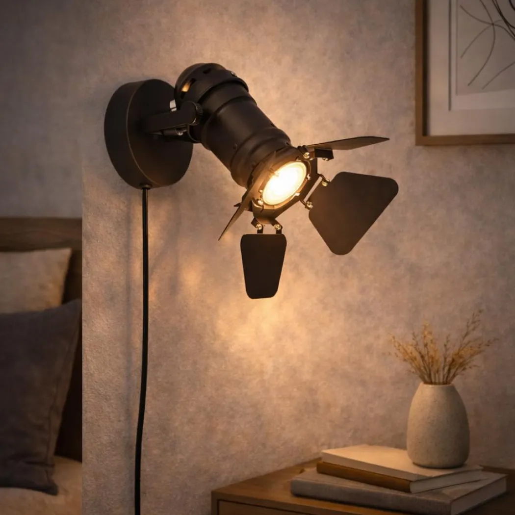 Spectre Black Plugin Wall Light