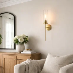 Stella Polished Bronze & Glass Wall Light