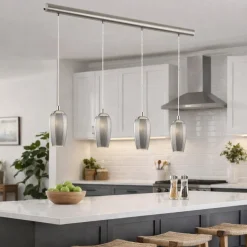 Stephie 4 Light Ceiling Light Bar Satin Nickel