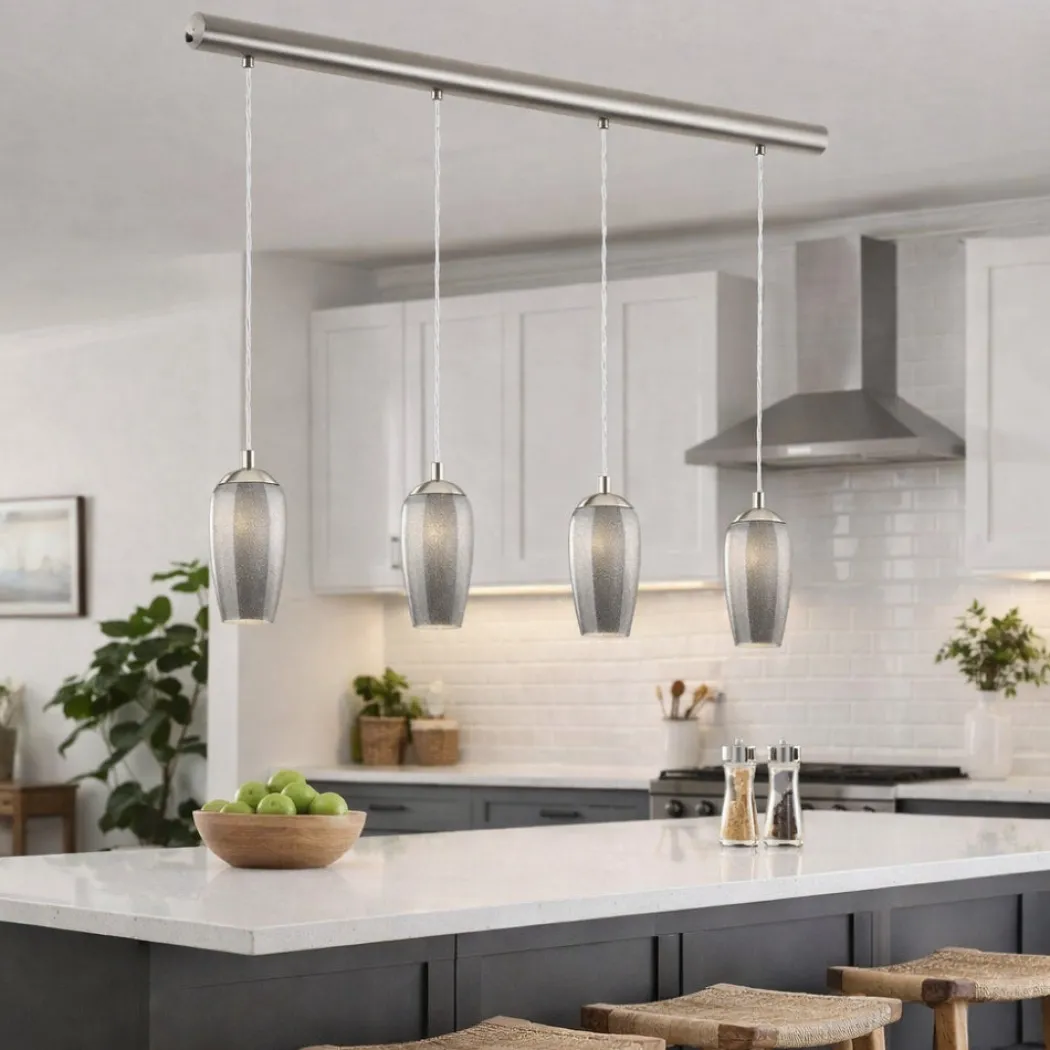 Stephie 4 Light Ceiling Light Bar Satin Nickel