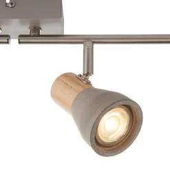 Stoneleigh 4 Concrete and Wood Effect Spotlight Bar Ceiling Light