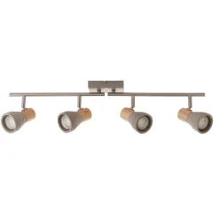 Stoneleigh 4 Concrete and Wood Effect Spotlight Bar Ceiling Light