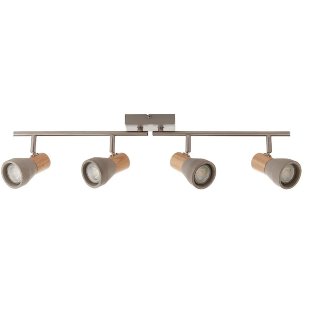 Stoneleigh 4 Concrete and Wood Effect Spotlight Bar Ceiling Light