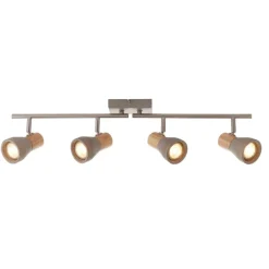Stoneleigh 4 Concrete and Wood Effect Spotlight Bar Ceiling Light