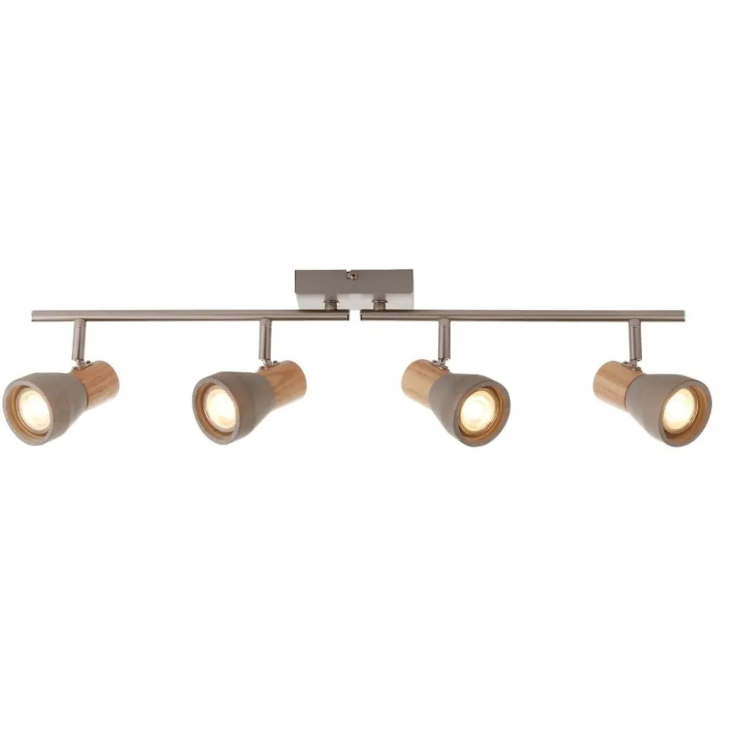Stoneleigh 4 Concrete and Wood Effect Spotlight Bar Ceiling Light