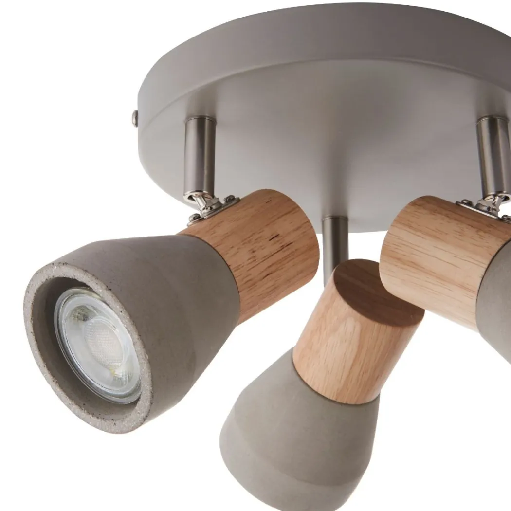 Stoneleigh 3 Light Concrete & Wood Effect Ceiling Spotlight Plate