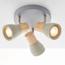 Stoneleigh 3 Light Concrete & Wood Effect Ceiling Spotlight Plate