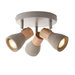 Stoneleigh 3 Light Concrete & Wood Effect Ceiling Spotlight Plate