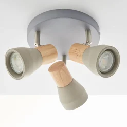 Stoneleigh 3 Light Concrete & Wood Effect Ceiling Spotlight Plate