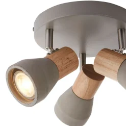 Stoneleigh 3 Light Concrete & Wood Effect Ceiling Spotlight Plate