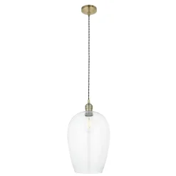 Stourton Antique Brass & Glass Pendant Ceiling Light Large