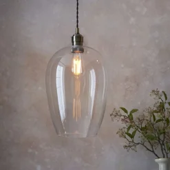Stourton Antique Brass & Glass Pendant Ceiling Light Large