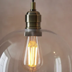 Stourton Antique Brass & Glass Pendant Ceiling Light Large