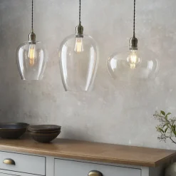 Stourton Antique Brass & Glass Pendant Ceiling Light Large
