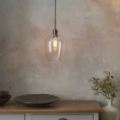 Stourton Antique Brass & Glass Pendant Ceiling Light