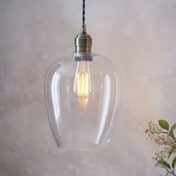 Stourton Antique Brass & Glass Pendant Ceiling Light