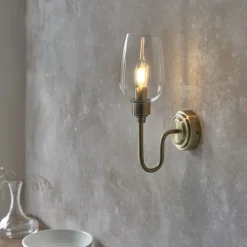 Stourton Antique Brass & Glass Wall Light