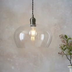 Stourton Antique Brass & Glass Bowl Pendant Ceiling Light