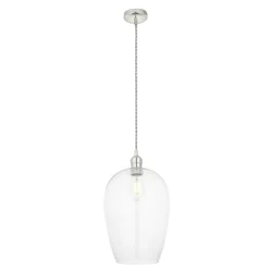 Stourton Nickel & Glass Pendant Ceiling Light Large